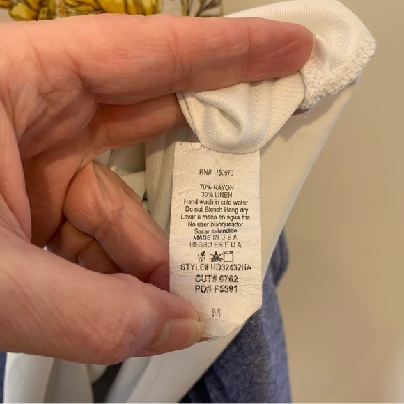 Hummingbird rayon/linen yellow & blue floral tiered boho tunic/dress. Size M - Picture 9 of 9